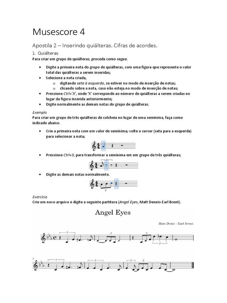 Musescore 4 04 Quiálteras. Slash e Rythmic Notation. Cifras de