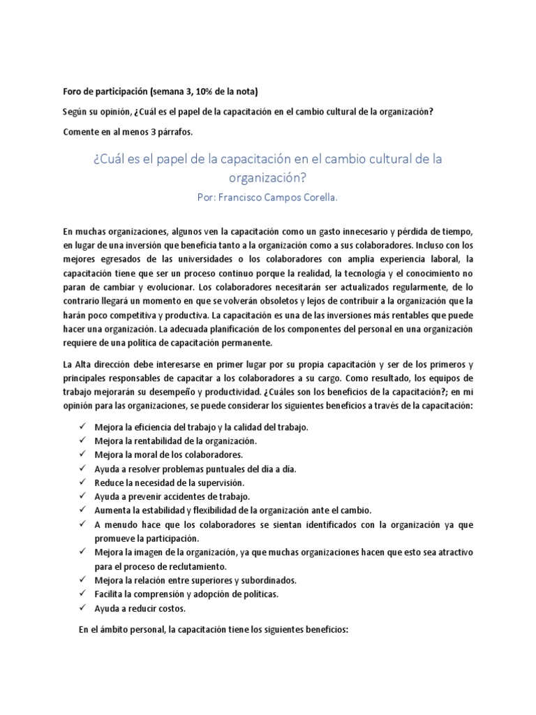 Capacitación y Cambio Cultural Organizacional | PDF | Business