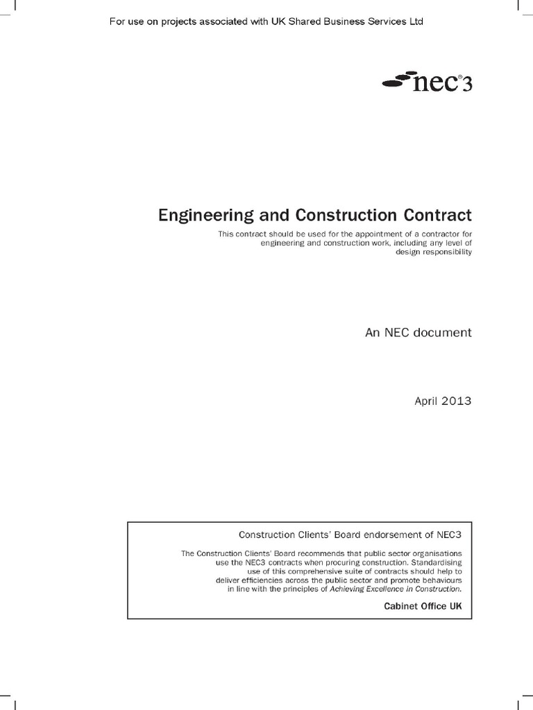 NEC3 Engineering and Construction Contract | PDF