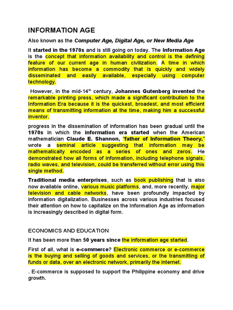 Notes For Final Exam About Information Age | PDF | Nanotechnology ...