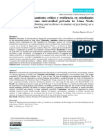 Disposición Al Pensamiento Crítico y Resiliencia en Estudiantes de Psicología de Una Universidad Privada de Lima Norte