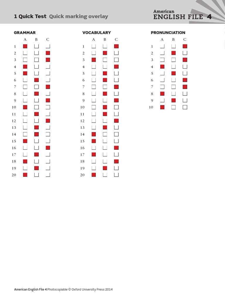 AEF4 File1 Quick Test Answer Key (WWW - Languagecentre.ir) | PDF