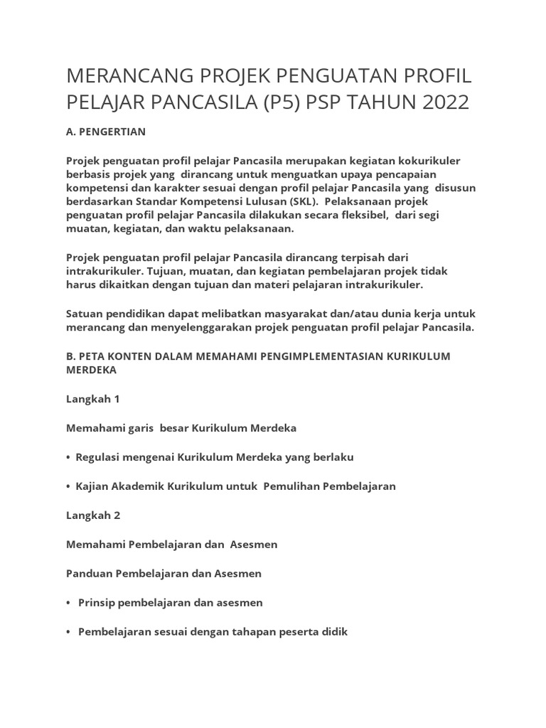 Rancangan Projek P5 untuk Sekolah | PDF | Karier & Perkembangan | Seni