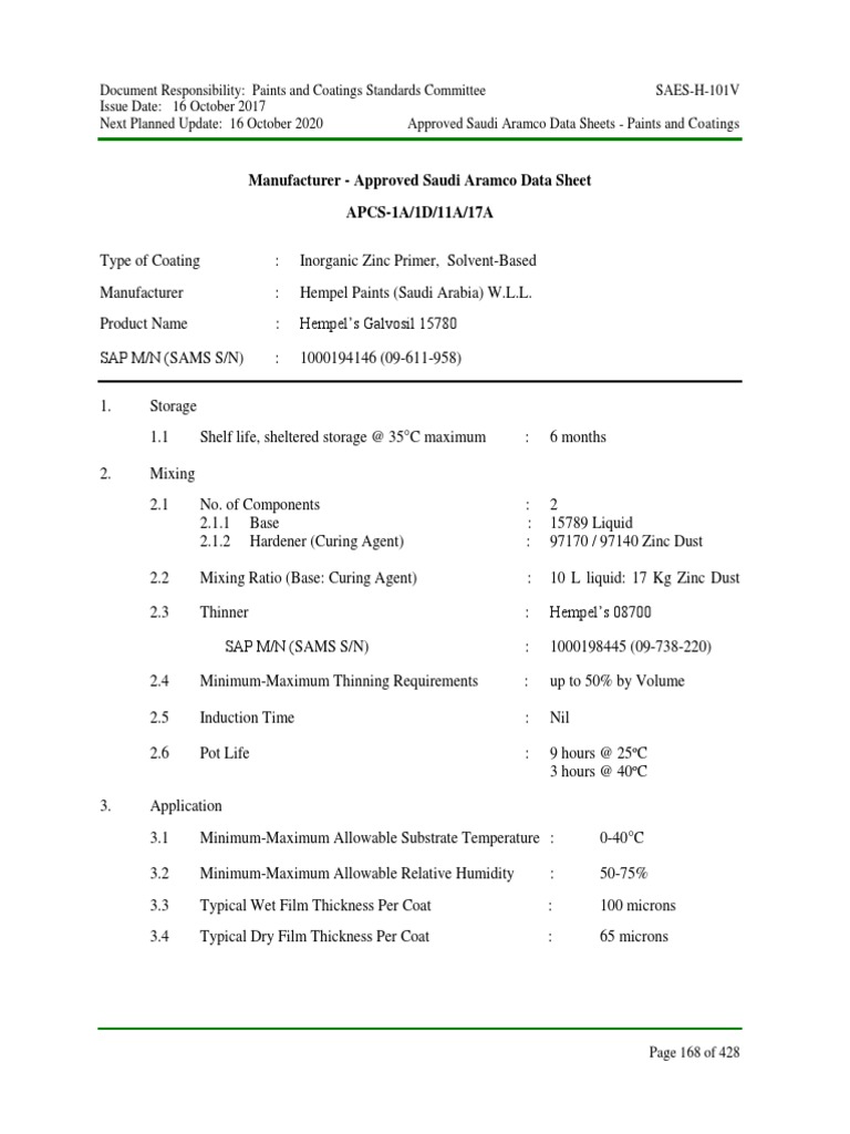 Hempel APCS Coating Data Sheet | PDF | Paint | Materials