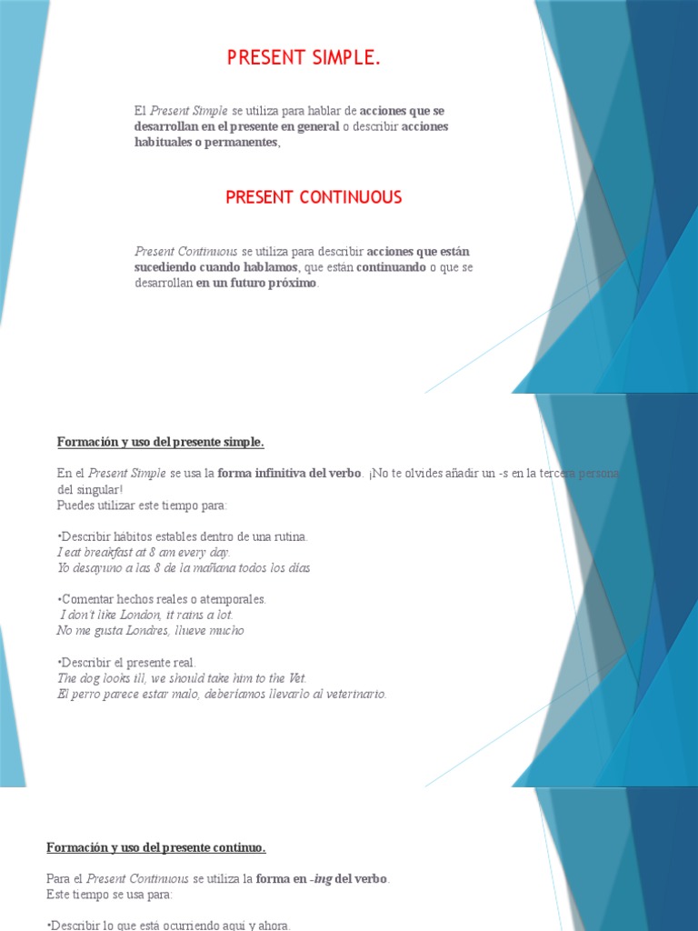 Present Simple y Continuo | PDF