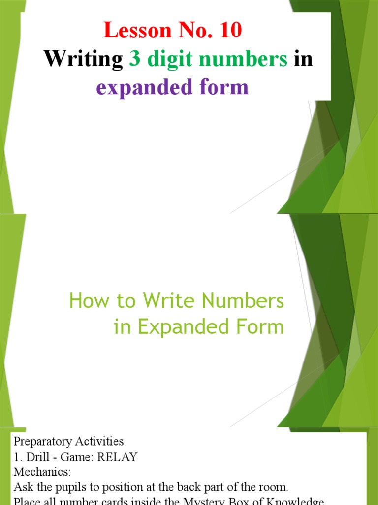 Expanded Form in Math Lesson 10 | PDF | Equations | Numbers