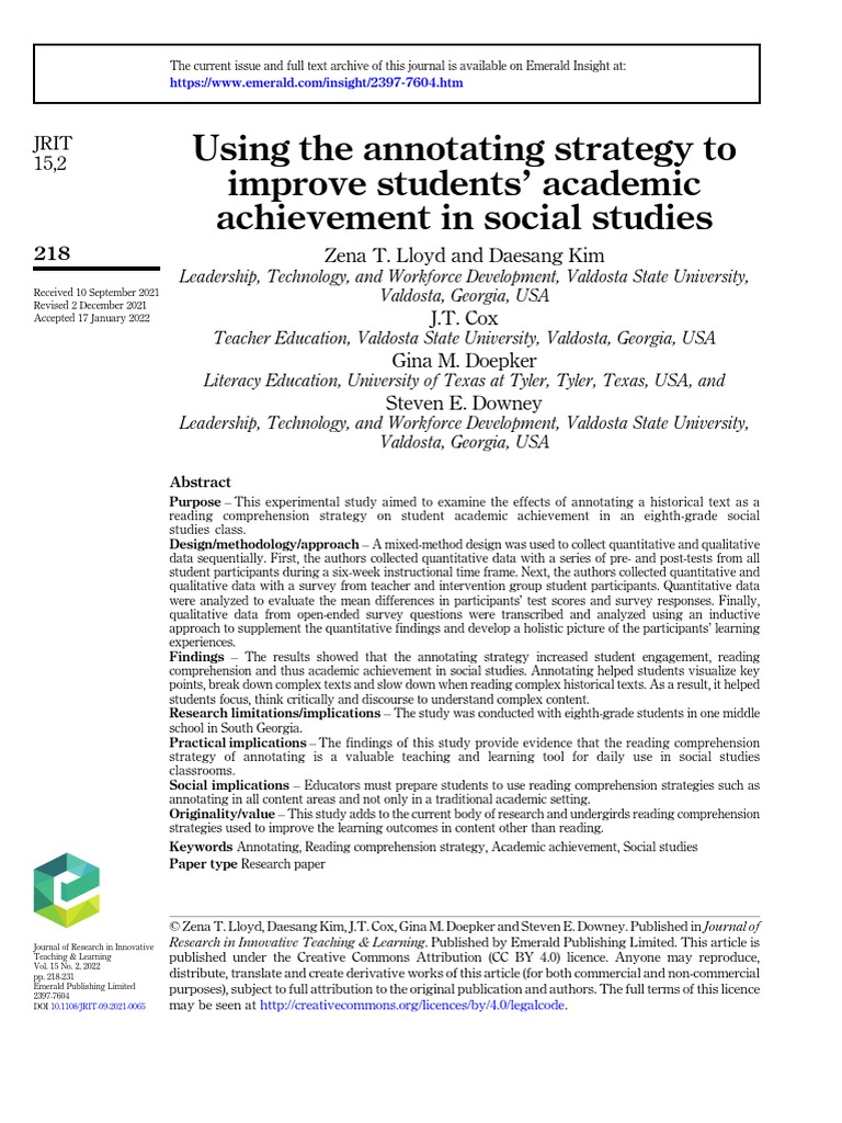 Annotating Reading Pdf Reading Comprehension Learning