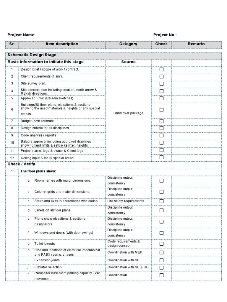 Schematic Design and Design Development Checklist - Coordinated Multi ...
