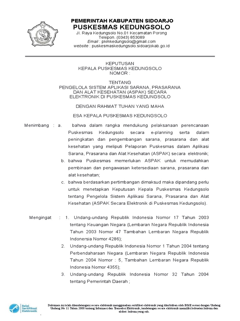 Pengelolaan ASPAK di Puskesmas Kedungsolo | PDF