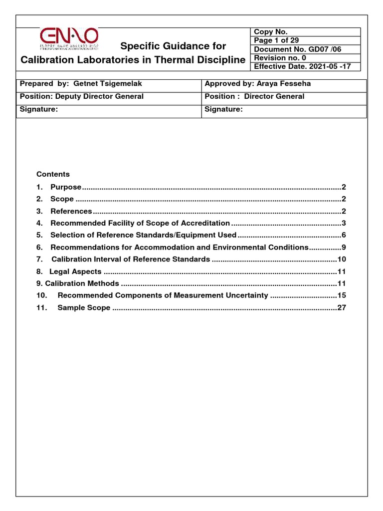 GD 07 06 Thermal Calibration | PDF | Calibration | Thermometer