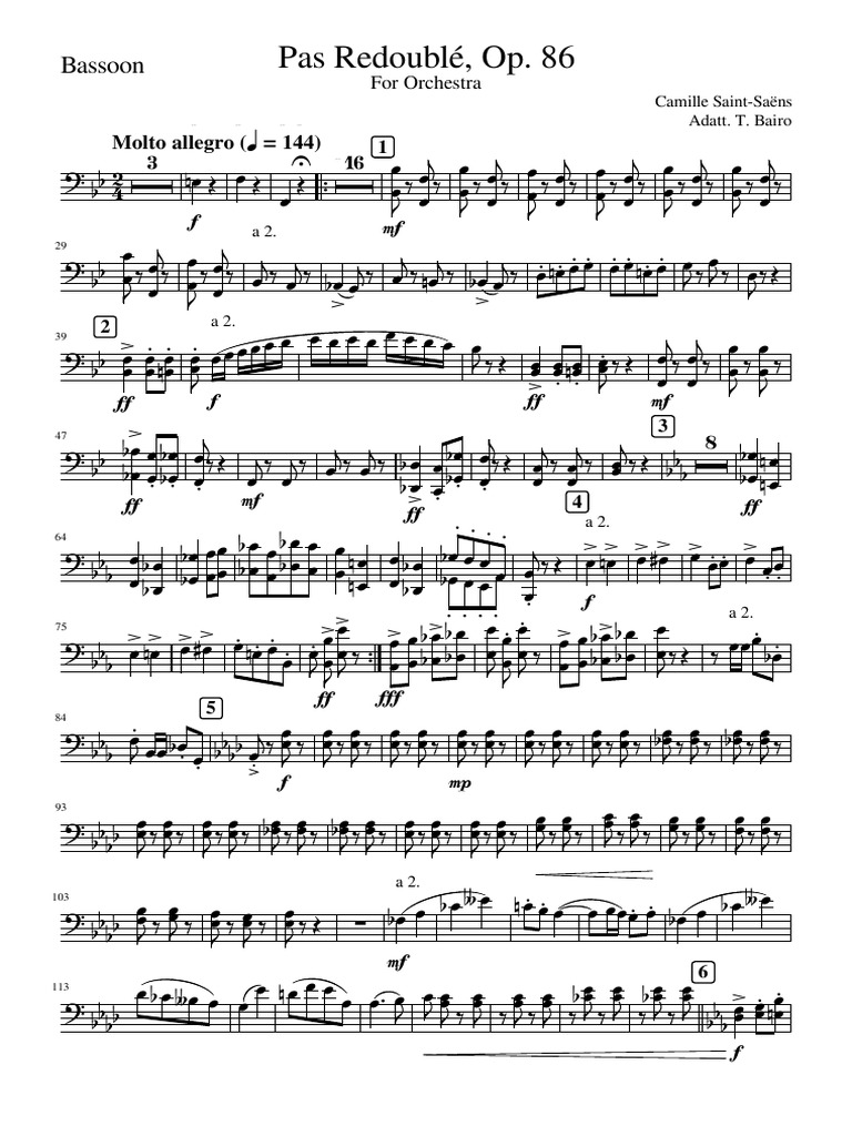 Pas Redoublé, Op. 86 - Fagotto | PDF | Orchestral Music | Classical Music
