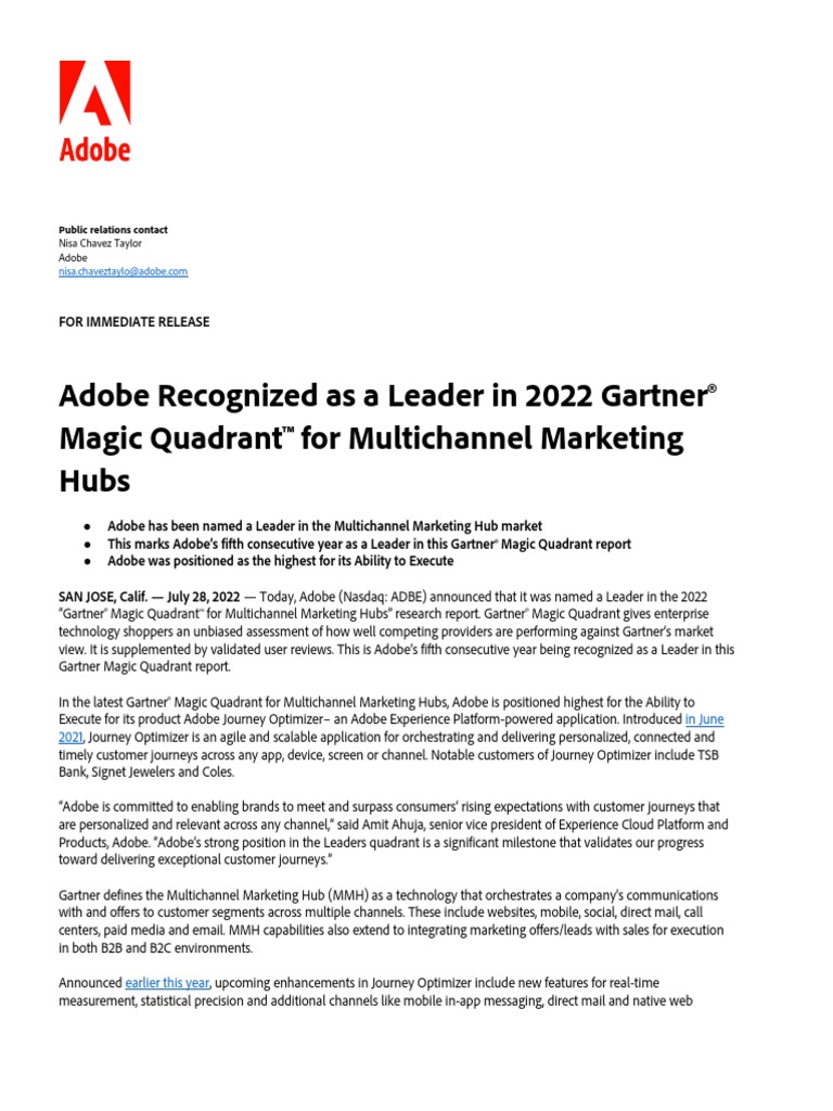 Adobe Gartner Magic Quadrant PDF Customer Experience Direct Marketing