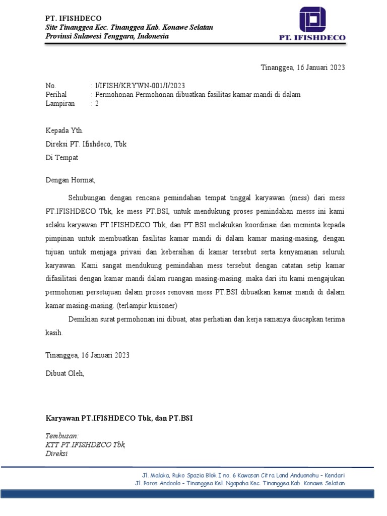 Surat Permohonan Mess | PDF