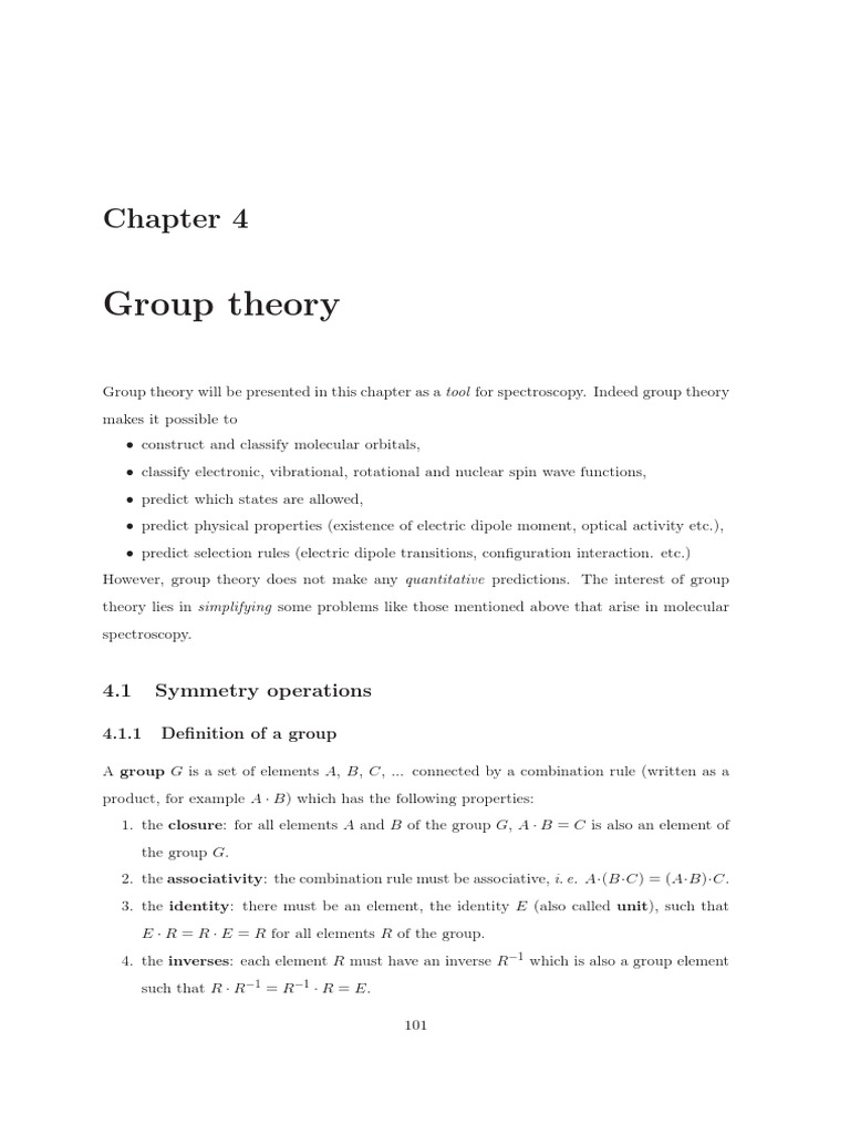 Molecular Spectroscopy & Symmetry | PDF | Molecular Orbital | Group ...