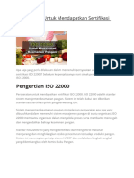 Persyaratan Untuk Mendapatkan Sertifikasi ISO 22000