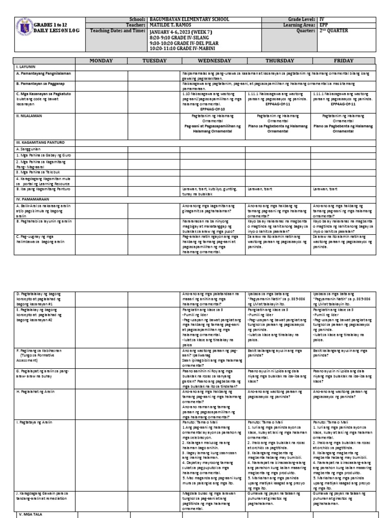 DLL - Epp 4 - Q2 - W7 | PDF