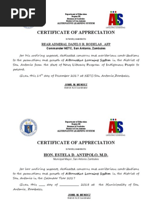 certificate of appreciation