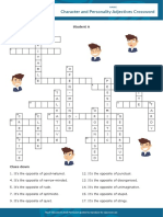 Character and Personality Adjectives Interactive Crossword Student A