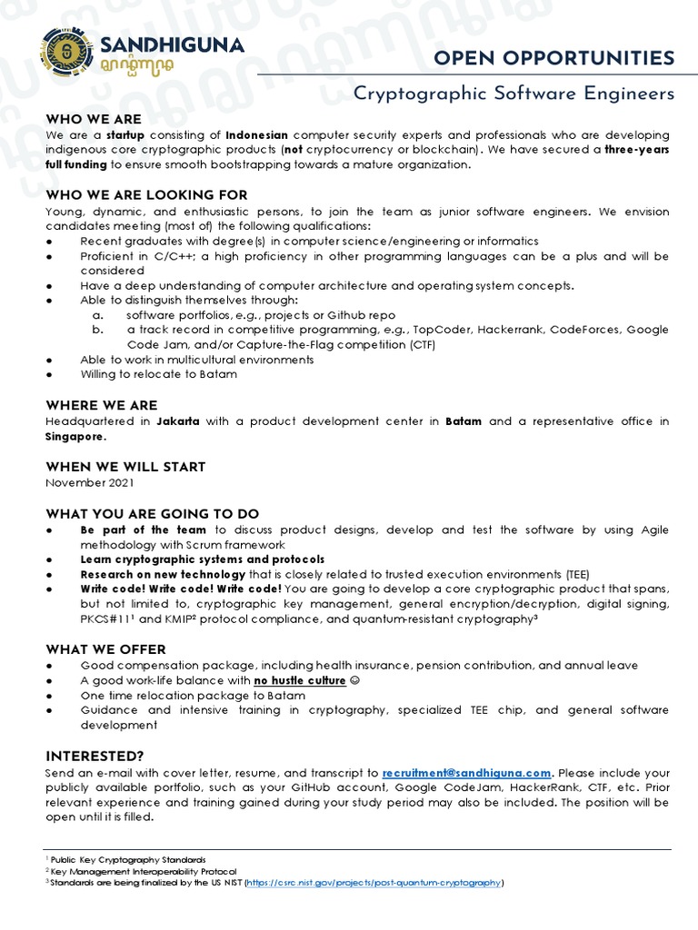 Junior Software Engineers Wanted | PDF | Cryptography | Cyberspace