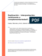 Cazes, Marcela y Amil, Alberto Ricardo (2014) - Explicación - Interpretación Antinomia o Complementariedad