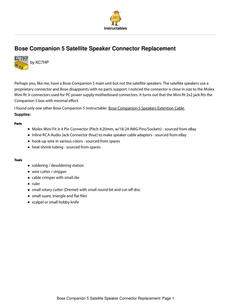 Bose Companion 5 Connector Guide | PDF | Electrical Connector