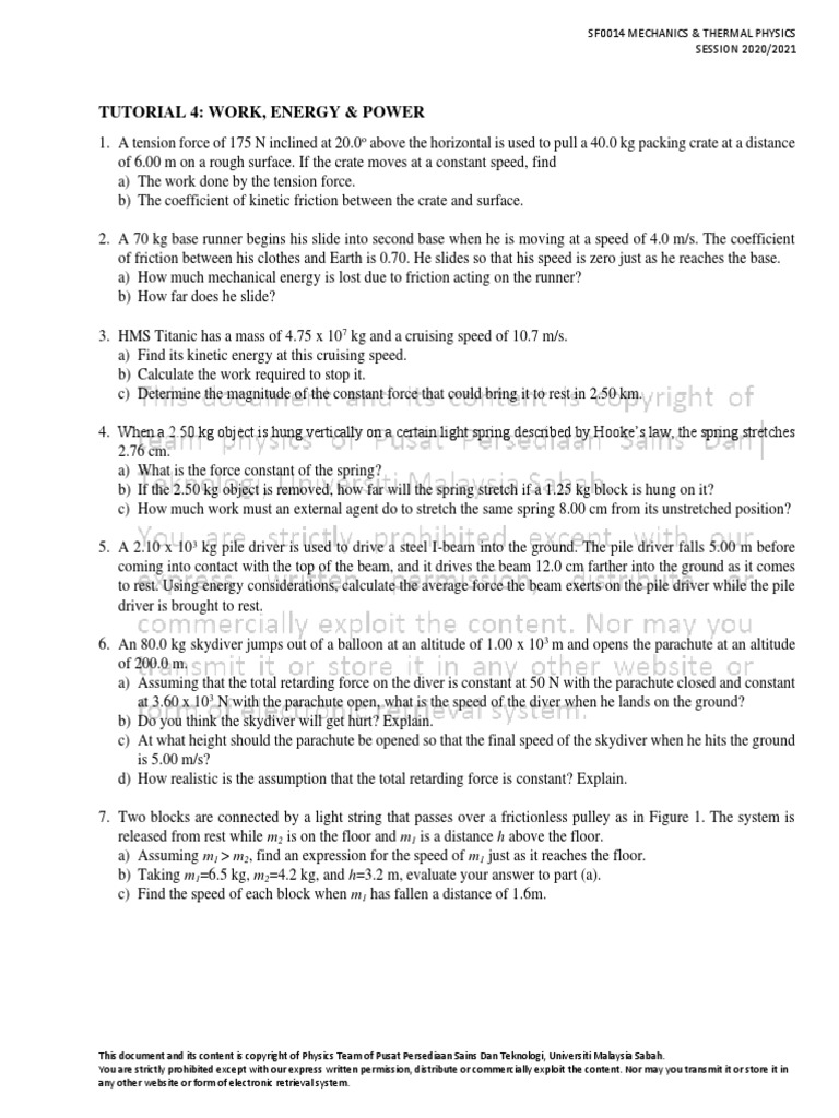 Physics work energy power question download free pdf friction force