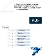 The Impact of ZnO Nanoparticle Size and Defects on Dye Degradation Using Piezocatalysis