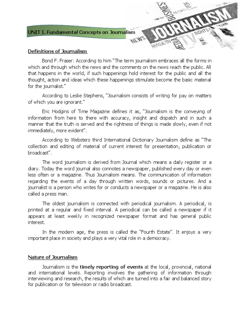 Nature and Scope of Journalism PDF Journalism News Media