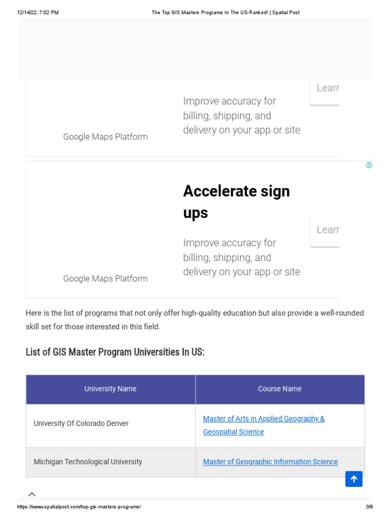 The Top GIS Masters Programs in The USRanked! Spatial Post PDF