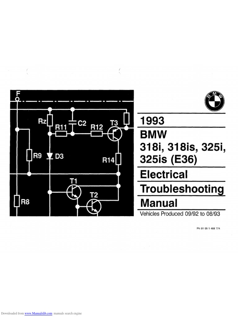 BMW 318i - 318is - 325i - 325is (E36) 1993 Electrical Wiring Diagrams