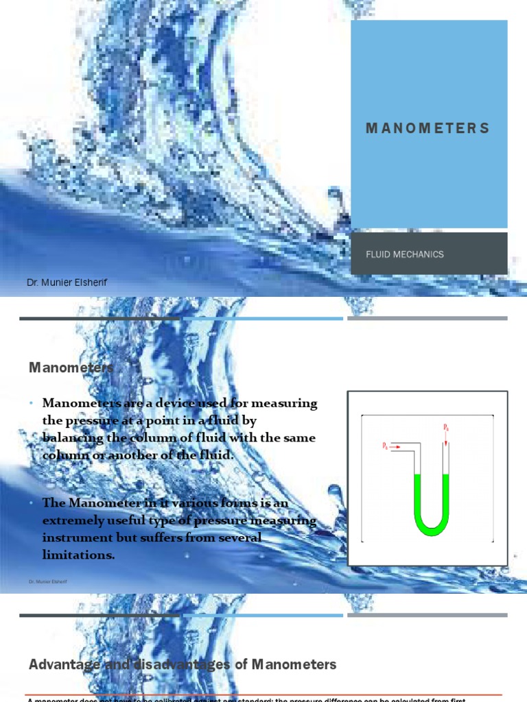 Manometers PDF Pressure Measurement Pressure