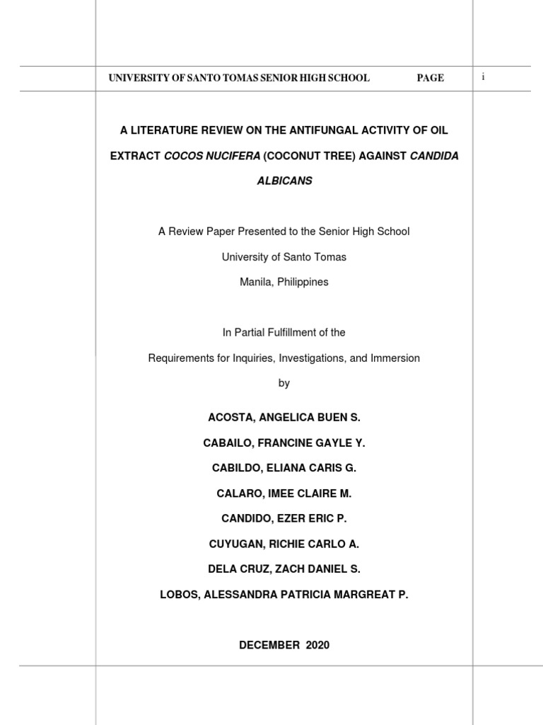 A Literature Review On The Antifungal Activity of Oil Extract Cocos