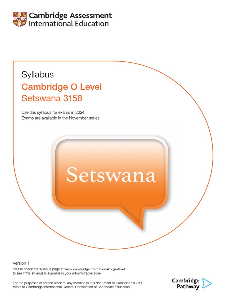 Setswana 2024Syllabus PDF Reading Comprehension Curriculum