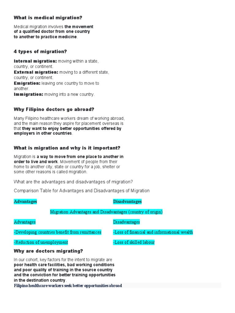 Medical Migration: Pros and Cons | PDF | Human Migration | Health Care