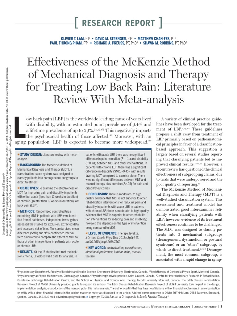 EffectivenessoftheMcKenzieMethodMechanicalDiagnosisandTherapy