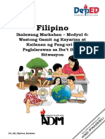 Filipino6 - Q2 - Mod6 - Wastong Gamit NG Kayarian at Kailanan NG Pang Uri Sa Paglalarawan Sa Ibat Ibang Sitwasyon - V2