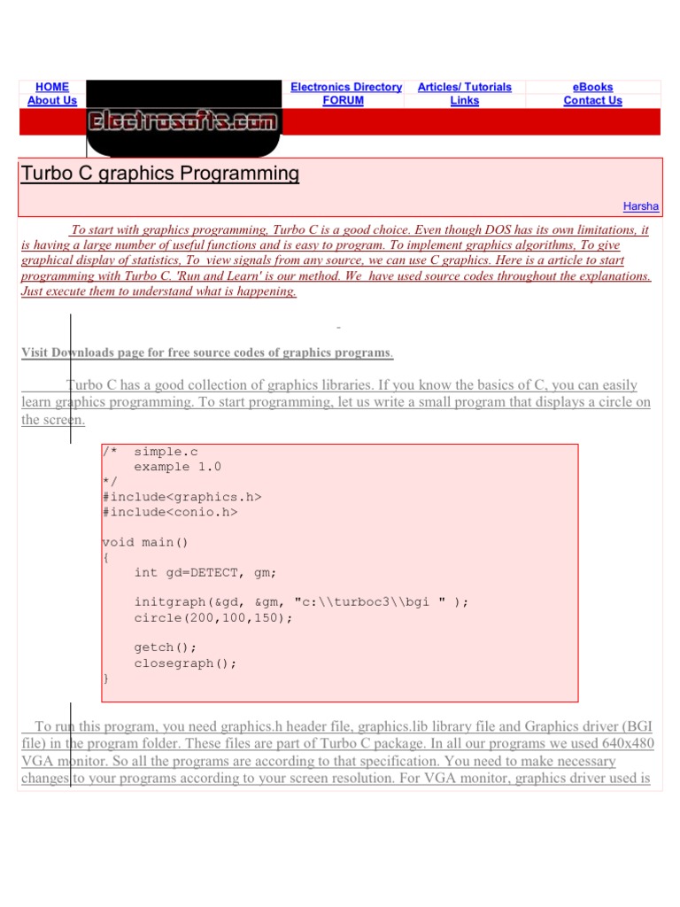 Turbo C Graphics | PDF | Parameter (Computer Programming) | Computer File
