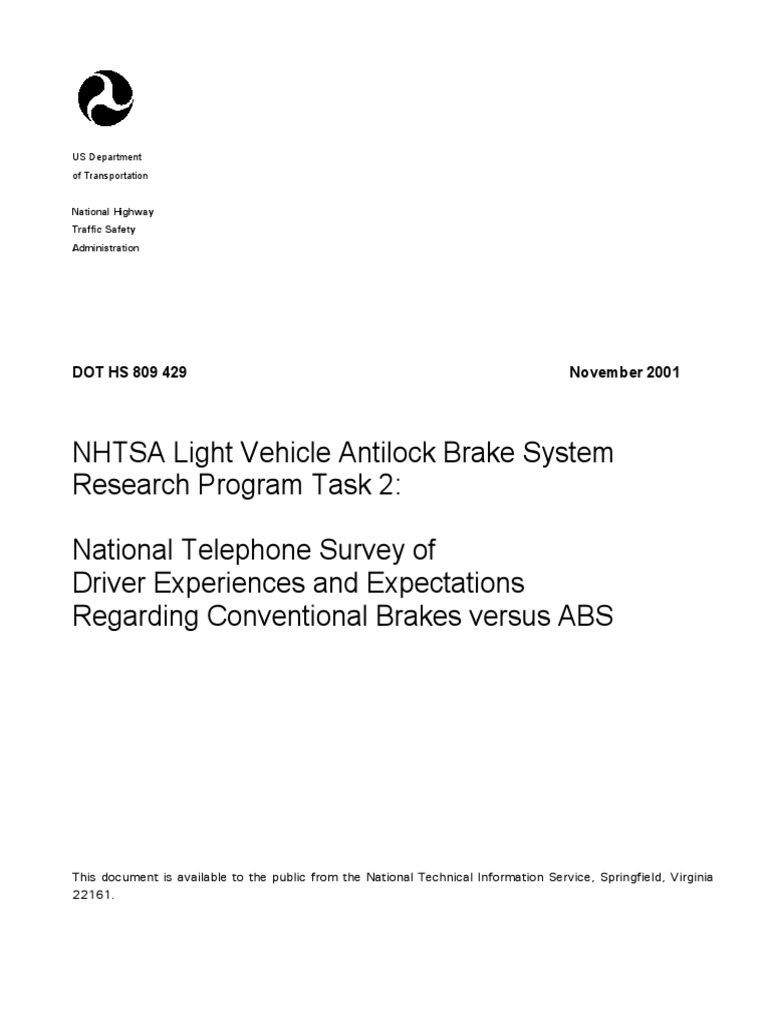 Abssurvey Rptfinal PDF Anti Lock Braking System Sampling (Statistics)