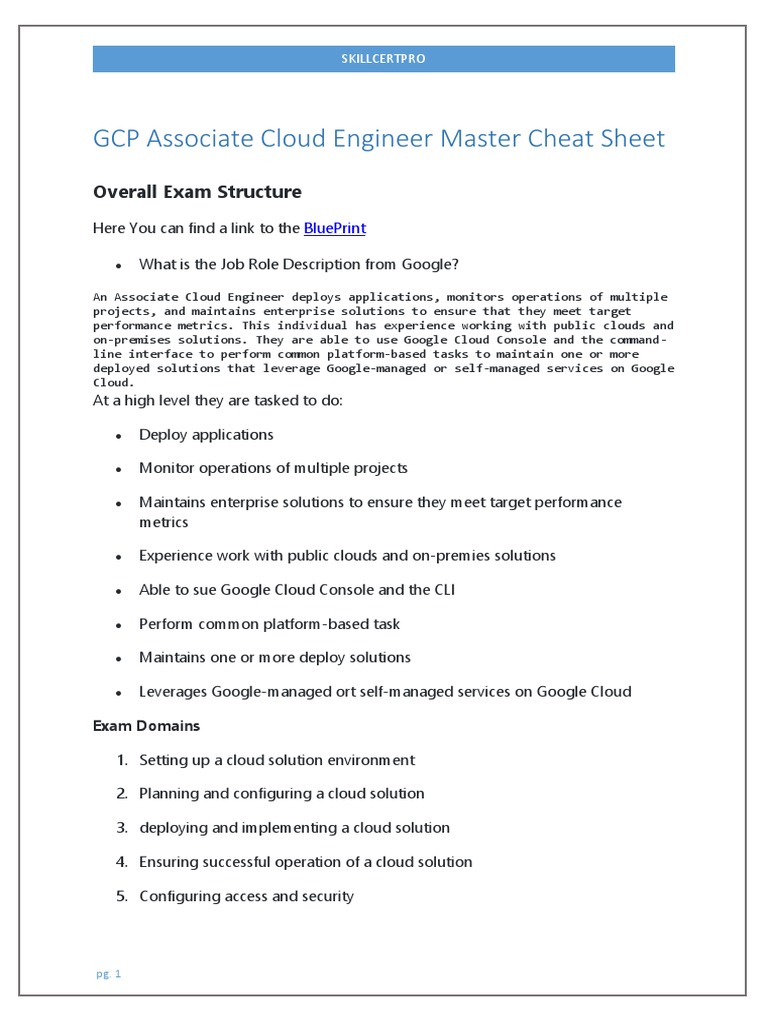 Gcp Associate Cloud Engineer Master Cheatsheet Pdf Cloud Computing