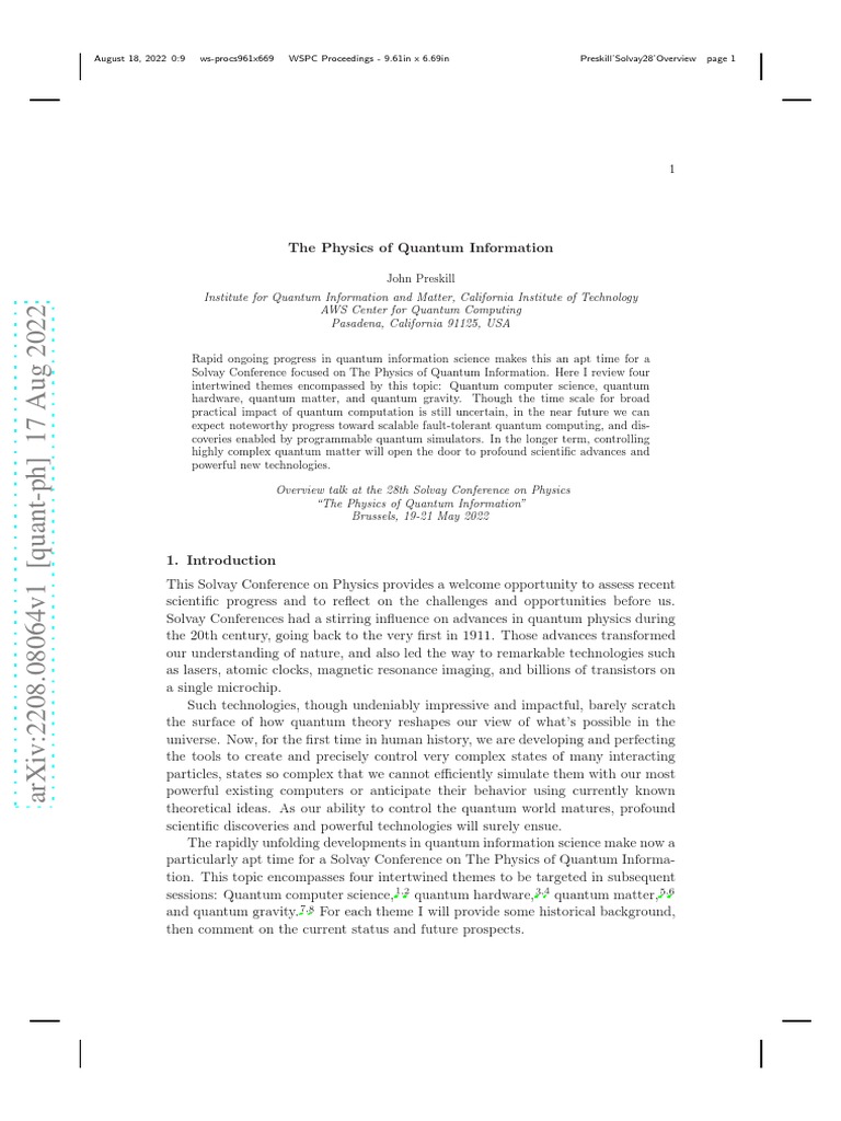 The Physics of Quantum Information | PDF | Quantum Computing