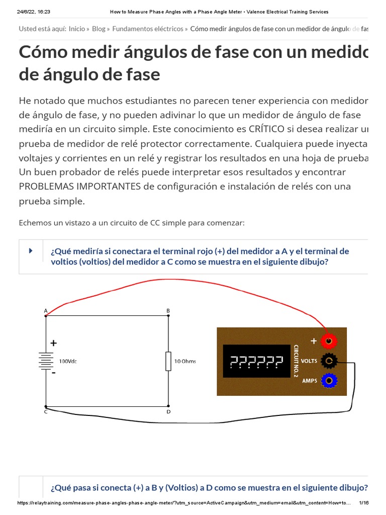 How To Measure Phase Angles With A Phase Angle Meter PDF Relé