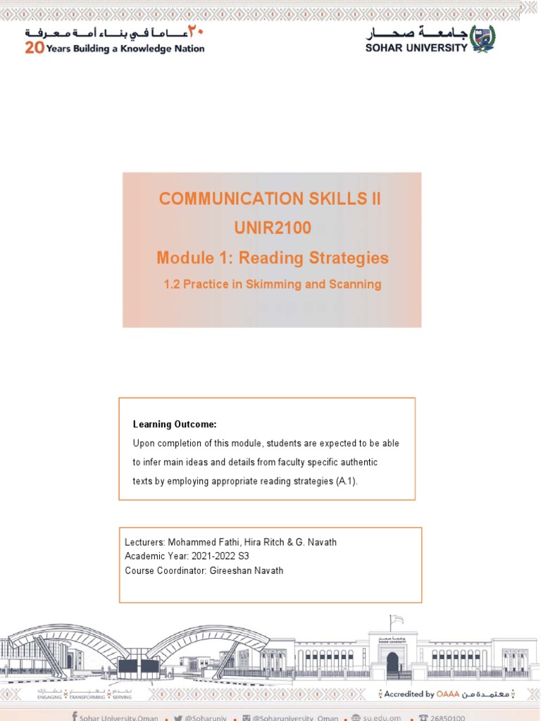 Skimming and Scanning Practice Module | PDF | Stress (Biology) | Speed ...