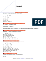 Calcul Litteral Exercices de Maths en 3eme Corriges en PDF
