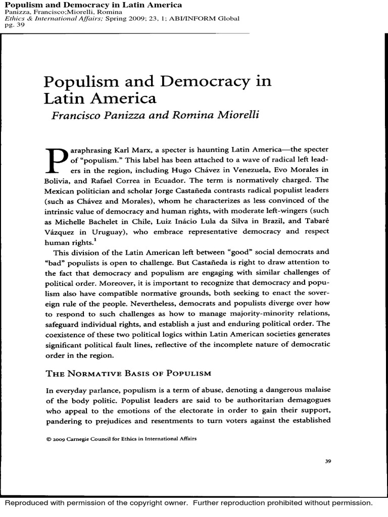 Populism and Democracy in Latin America | PDF