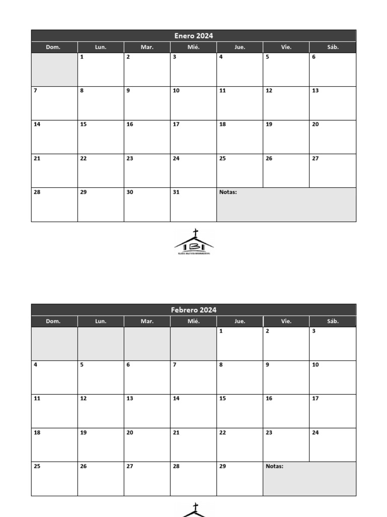 Calendario 2024 PDF Unidades de medida