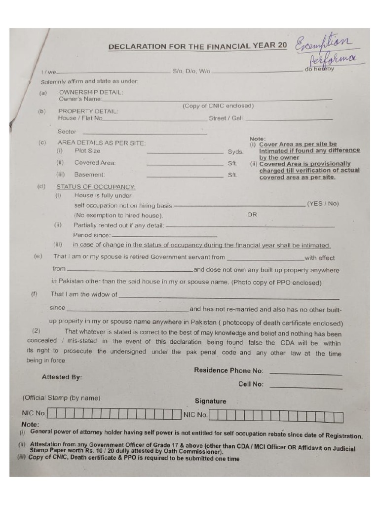 Exemption Form Pdf