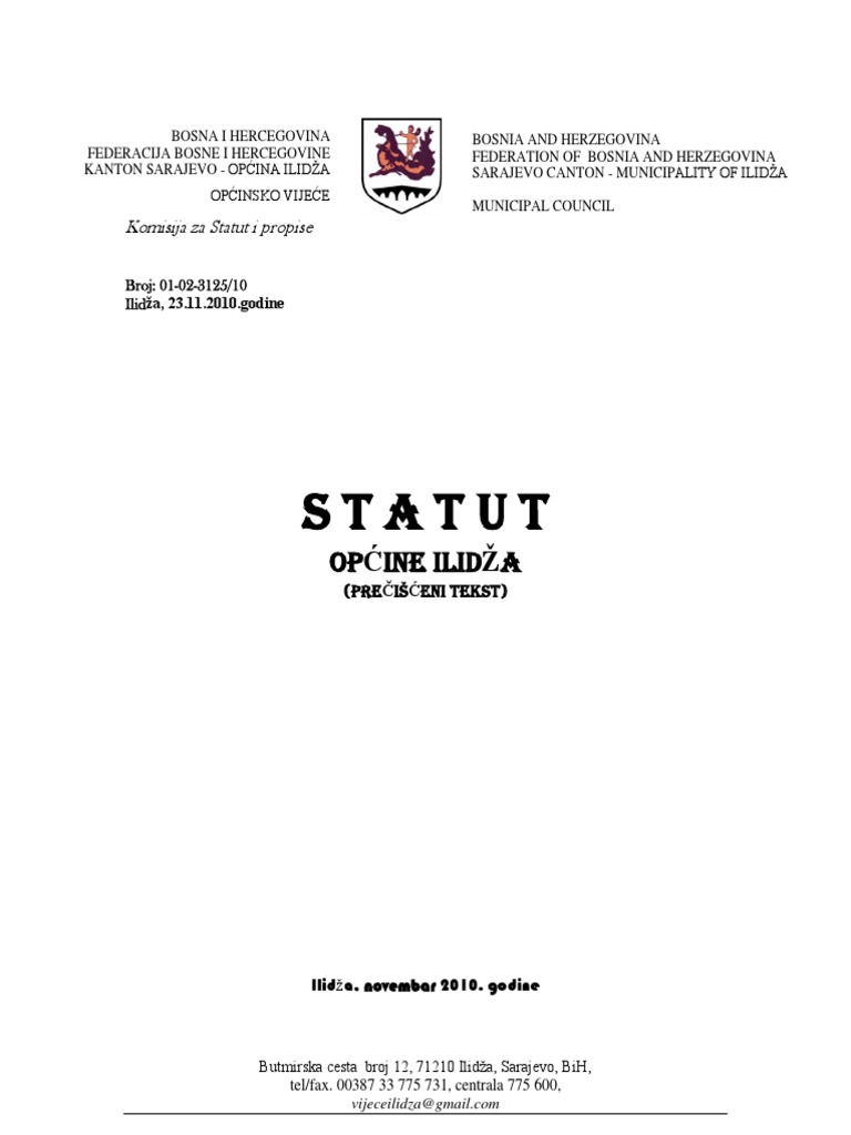 Statut Opcine Ilidza124 PDF