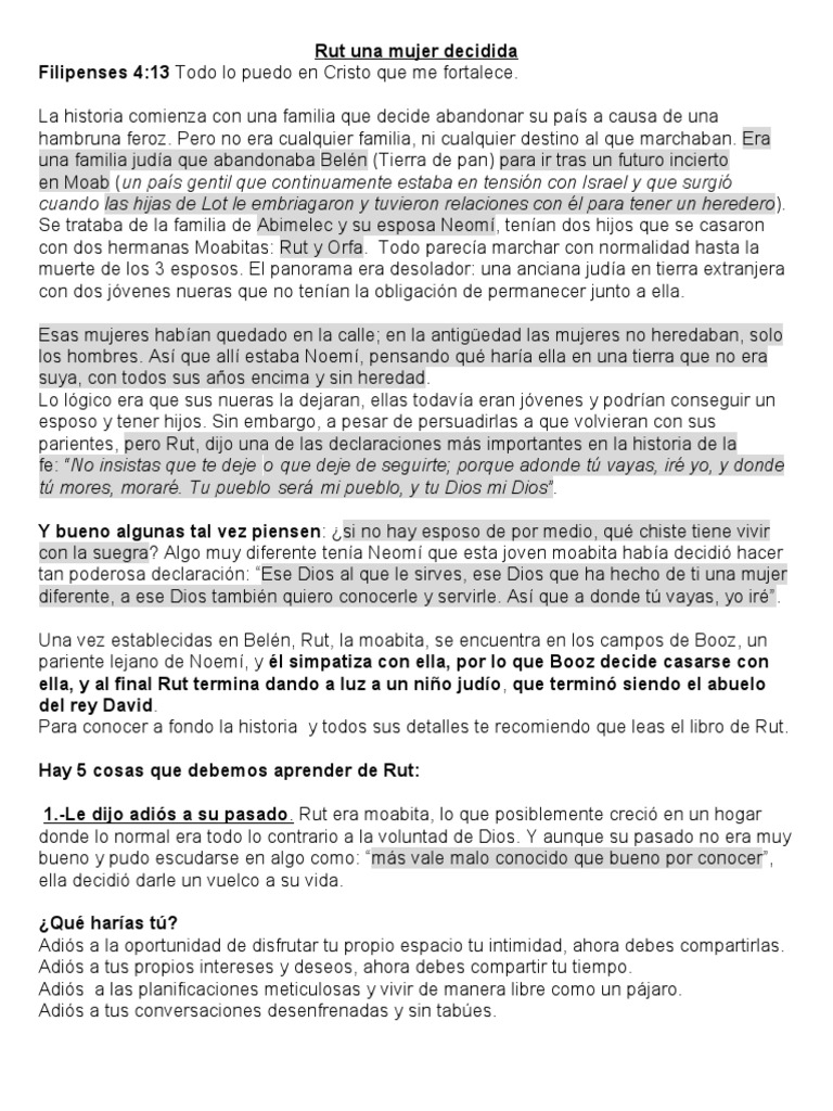 Rut: La mujer decidida de la fe | PDF | Libro de rut
