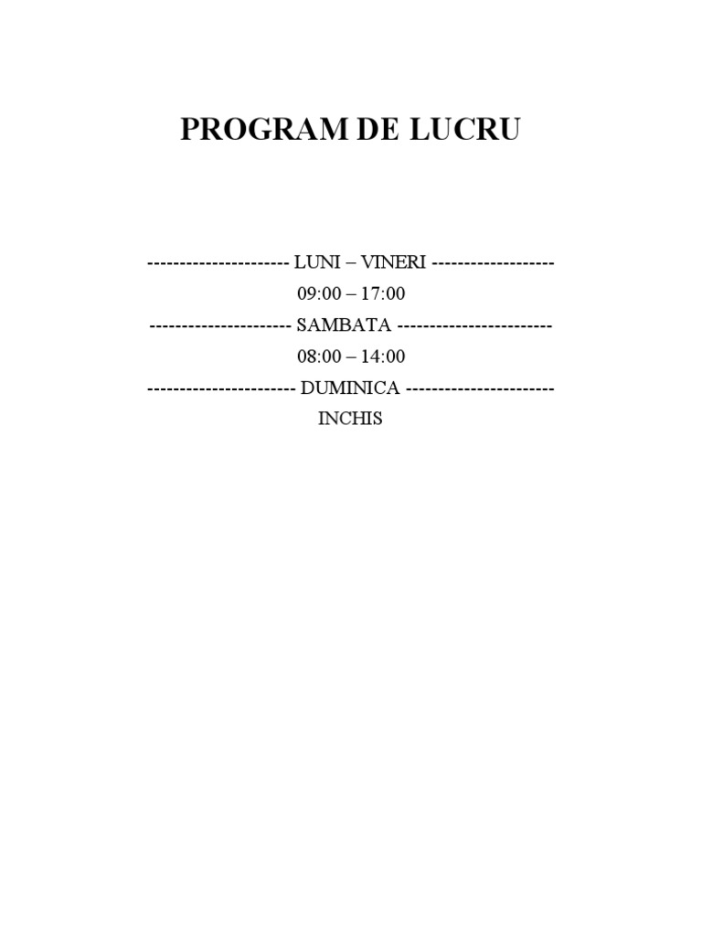 Model De Program De Lucru – Grafic De Lucru Pdf – JKNY