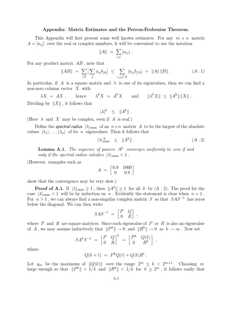 Perron-Frobenius Theorem Overview | PDF | Eigenvalues And Eigenvectors ...